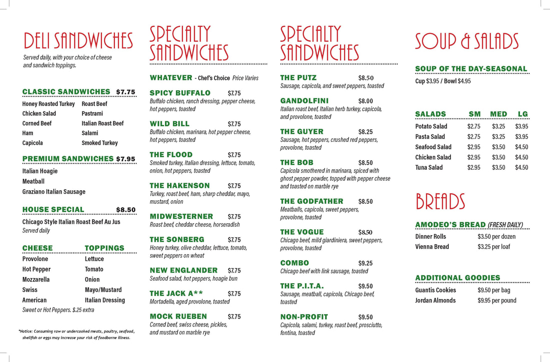 Menu A TASTE OF ITALY